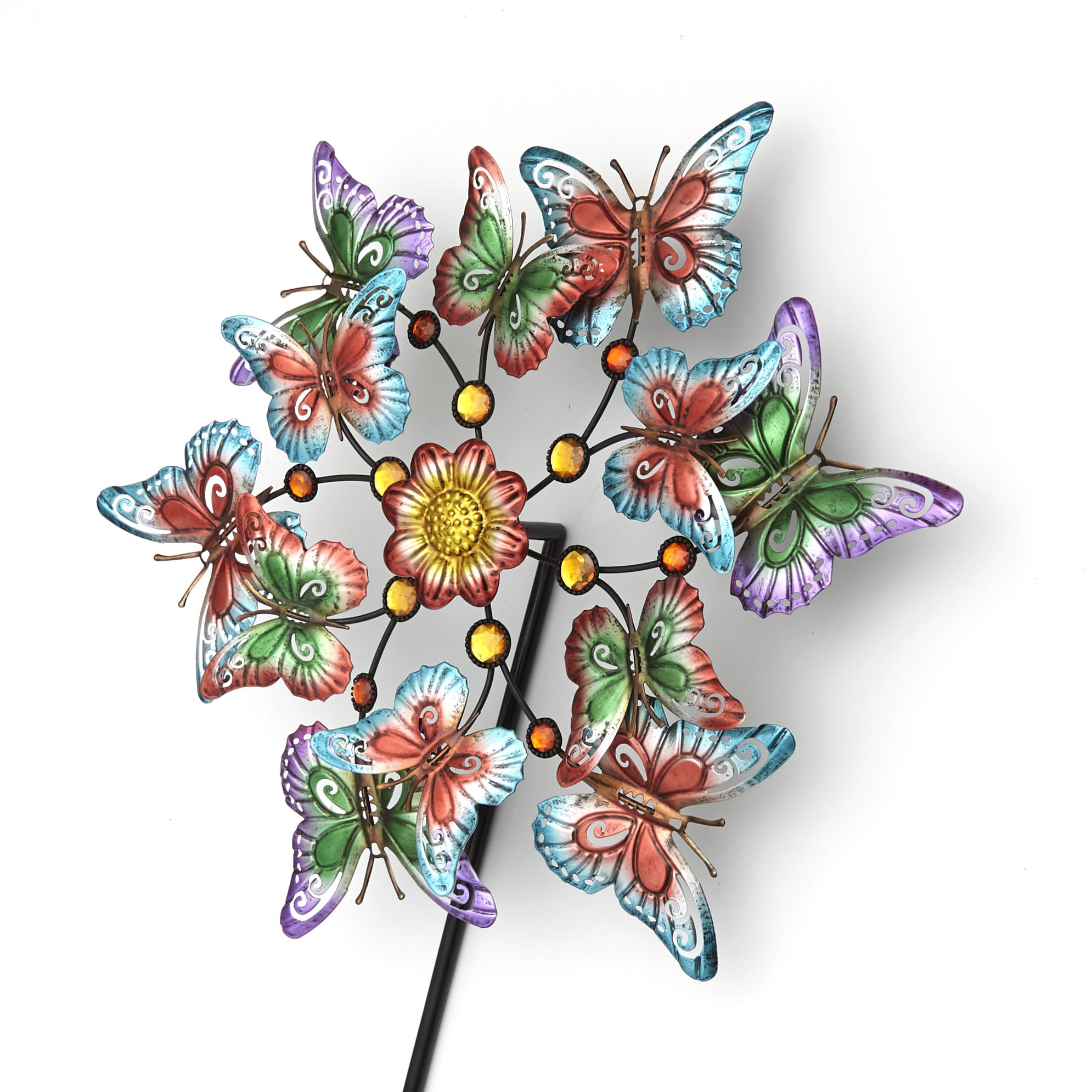 fdsad Wind Spinners Butterfly Outdoor Windmill Stake Metal Wind Powered Kinetic Sculptures Garden Wind Spinners With Stable Stake Metal For Outdoor Yard Lawn Garden Flower Decorations Ornament
