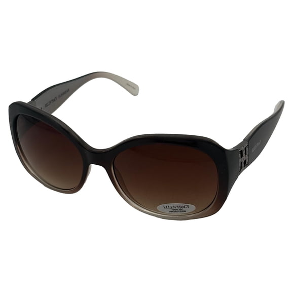 Ellen Tracy Womens Crystal Brown Plastic Rectangle Sunglass Gradient Lens 527 1