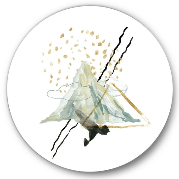 Designart 'Mountain Sky With Gouache Of Abstract Landscape' Modern Circle Metal Wall Art 36x36 - Disc of 36