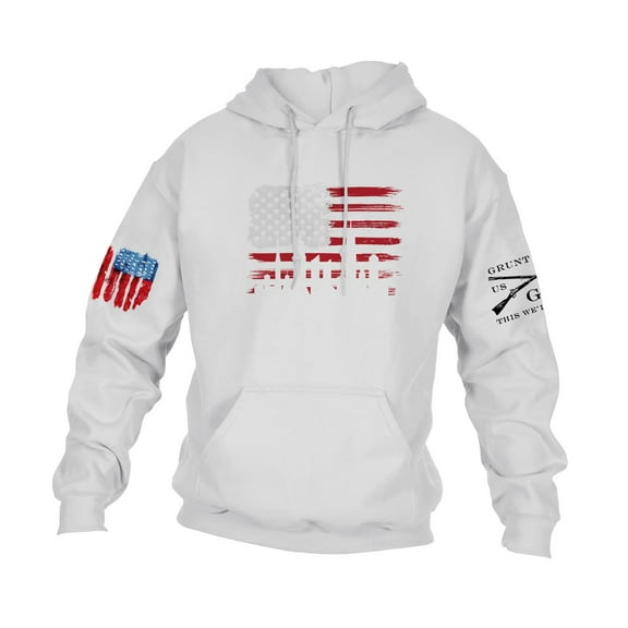 GIPQJK Men's Graphic Hoodies American Flag Design Hooded Sweatshirts Big and Tall This We'll Defend Flag Pullover Tops with Pockets,White 4XL