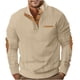 thumbnail image 2 of pstuiky camisa de manga larga para hombre, Blusa de manga larga con botones y cuello redondo de color liso para hombre Tops casuales para hombres s, 2 of 6