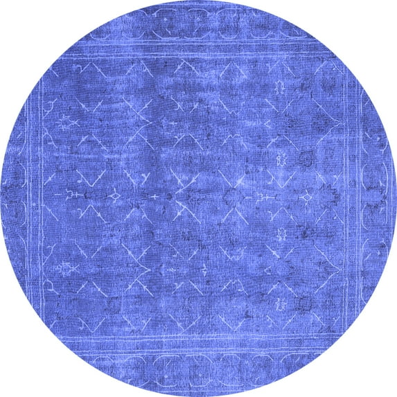 Ahgly Company Indoor Round Persian Blue Bohemian Area Rugs, 5' Round