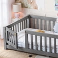 thumbnail image 3 of DRNANLIT Twin Size Floor Bed with Safety Guardrails & Removable Door, Gray, 3 of 9