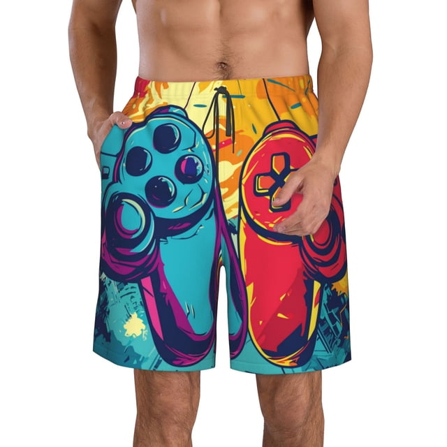 Fotbe Gaming Trajes de Baño Estampados para Hombre, Shorts de Verano de Secado Rápido, Ropa de Playa, Bañadores-3X-Large