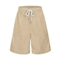 thumbnail image 2 of Aocisk Kids Corduroy Shorts Casual Elastic Waist Drawstring Summer with Pockets for Daily Wear Boys Shorts Khaki 13-14 Years, 2 of 7