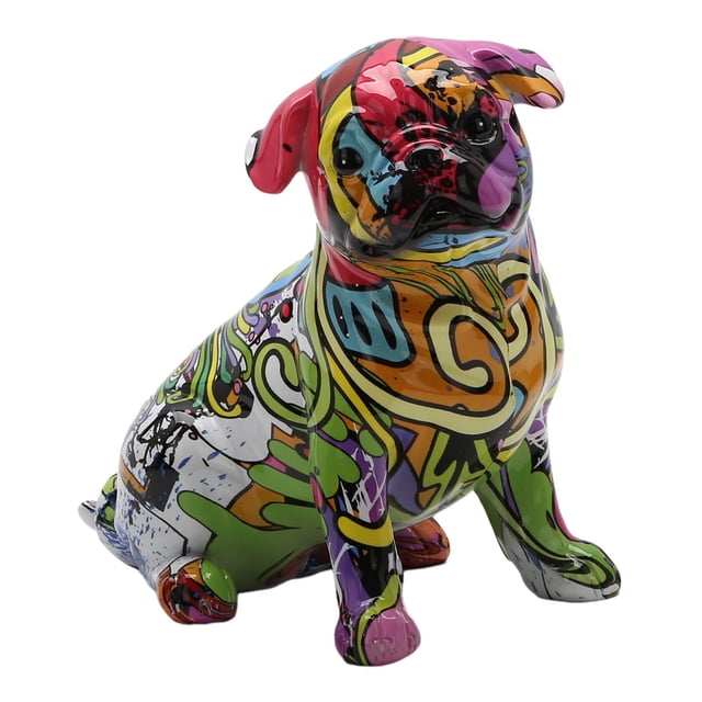 Esculturas de perros con decoración francesa, figuras abstractas de animales, grafiti de resina. 19x12.5x18.5CM A