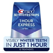 Crest 3D Whitestrips 1-Hour Express At-home Teeth Whitening Kit, 10 Treatments, 12 Levels Whiter in 10 days