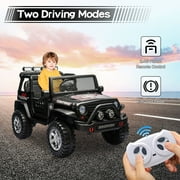 Dazone 12V Kids Ride on Jeep Car, Electric 2 Seats Off-road Jeep Ride on Truck Vehicle with Remote Control, LED Lights, MP3 Music, Black