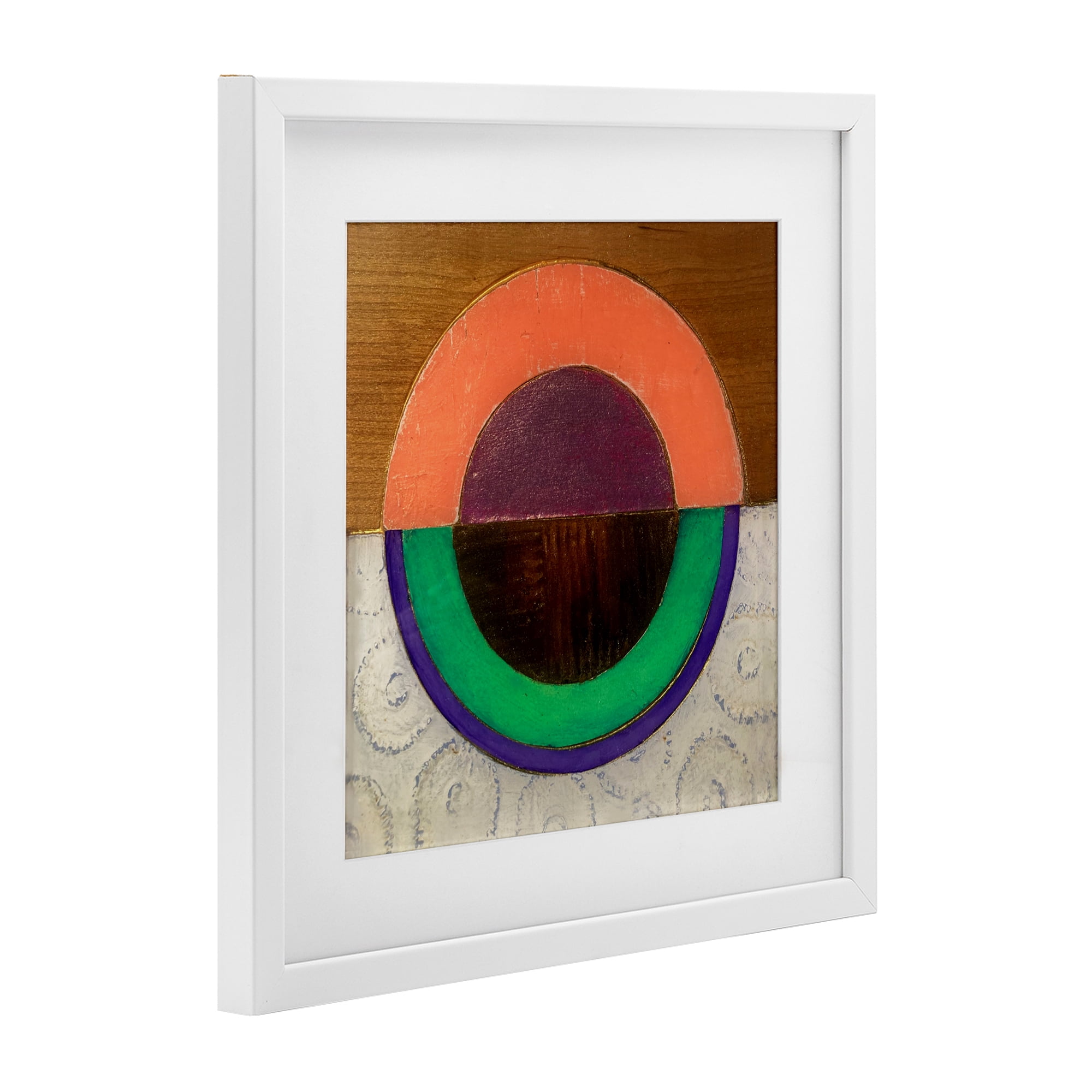 Stupell Industries Horizontal Split Circle White Framed Print Under Glass, design by Matthew Finger