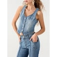 thumbnail image 6 of Suagox Women's Denim Vest Slim Fit V Neck Sleeveless Button Down Summer Tops for Party Club, 6 of 10