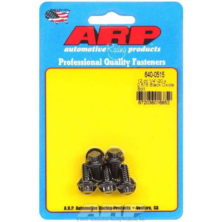 ARP 643-2000 Black Oxide Bolts - 7/16-14 Thread 2 Inch 12-Point Set Of 5 With Washers