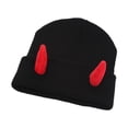 thumbnail image 1 of LUVCLS Gorro de punto con forma de cuerno de diablo, novedoso gorro de invierno cálido y resistente al viento, gorro de hip hop, gorro de diablo unisex para mujeres y hombres, 1 of 7