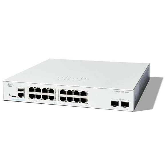 Cisco Catalyst C1300-16T-2G Ethernet Switch, 16 Ports - Manageable - Gigabit Ethernet - 10/100/1000Base-T, 1000Base-X - 3 Layer Supported