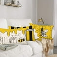 thumbnail image 4 of Bee Happy Bee Kind Throw Lumbar Pillow Covers 12 x 20 Inch Set of 4 Yellow Honey and Bee Decorative Cushion Case Spring Summer Outdoor Decoration for Sofa Couch, 4 of 5