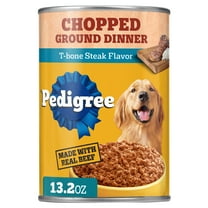 Pedigree Chopped Ground Dinner T-Bone Steak Flavor Adult Wet Dog Food, (12) 13.2 oz Cans