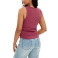 thumbnail image 3 of ATHLECHIC Women's Ruched Summer Ribbed Crew Neck Sleeveless Shirts XL Burgundy, 3 of 5