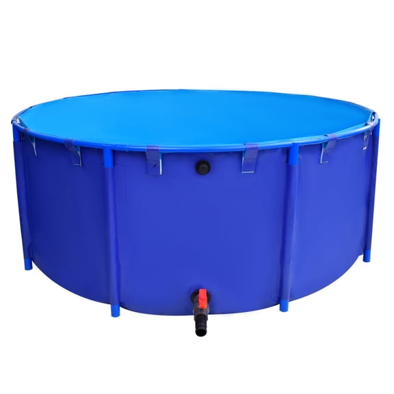 Hemousy 9 Uniplastic Brackets Foldable PVC Koi Pond, 80cm Depth PVC Fish Pond with Anti-Overflow & Easy Setup Design for Flower Watering & Sustainable Farming