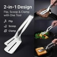 thumbnail image 5 of ABPETE Stainless Steel Grill Clamp, Double-Sided Stainless Steel Grill Clamp Spatula, Double-Sided Anti-Scald Extended Handle Spatula Tong, for Grilling Meat, Fish and Pancakes, Bread, Pizza (2pcs), 5 of 8