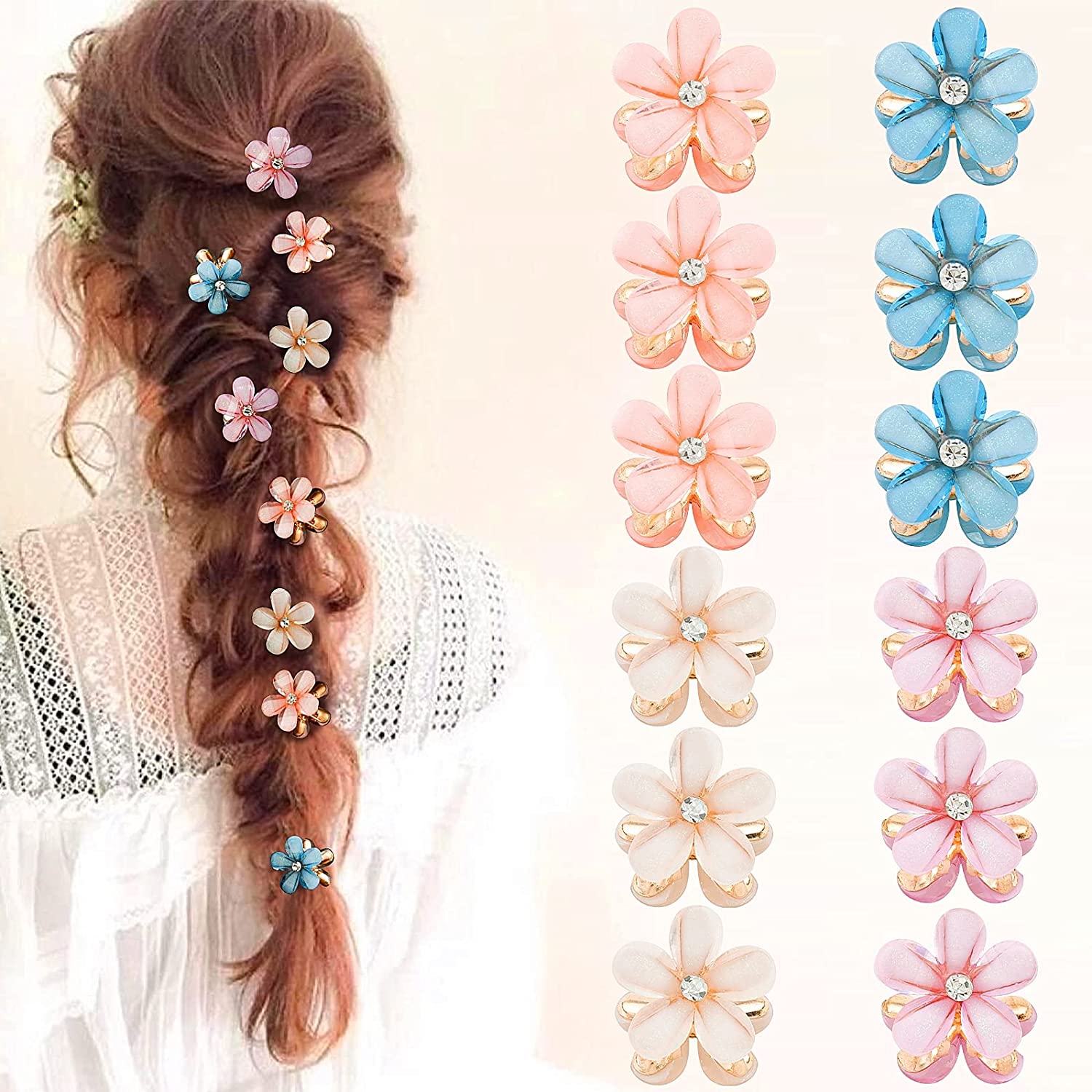 Koko White Flower Mini Barrettes – XS Snaps For Small Braids, Twists, Cornrows (Girls)