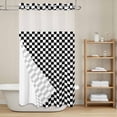 thumbnail image 6 of No Hook Shower Curtain with Snap in Liner, Classic Black White Plaid Waterproof Fabric Bathroom Curtain Mesh Top Window, Chess Board Theme Background Shower Curtains 36x72in, 6 of 9