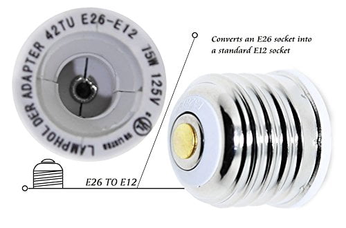 TORCHSTAR E26 to E12 Adapter - Medium Screw (E26/E27) to Candelabra Screw (E12) Socket Reducer Adapter Converter, Heat-Resistant, Anti-Burning, No Fire Hazard, Pack of 2