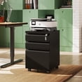 thumbnail image 2 of HZAT 3 Drawer File Cabinet, Metal Filing Cabinet with Lock, Under Desk Cabinet with Wheels for Home Office, Fits Legal/A4/Letter Size, Required Assembly, Black, 2 of 5