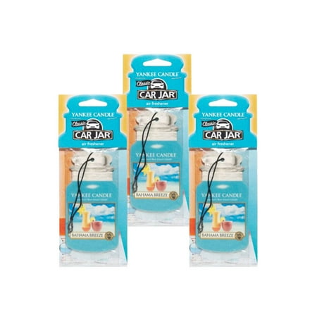 Yankee Candle Classic Car Jar Hanging Air Freshener, Bahama Breeze Scent -3 Pack