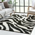 thumbnail image 4 of Well Woven Madison Shag Safari Zebra Animal Print Black 3'3" x 5'3" Area Rug, 4 of 8