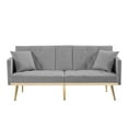 thumbnail image 2 of Convertible Futon Sofa Bed,69-inch Modern Tufted Velvet Sleeper Sofa Couch Oversized Loveseat Sofa with 3 Adjustable Positions,6 Metal Legs and Cup Holder for Living Room Bedroom Office,GREY, 2 of 6