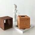 thumbnail image 5 of Caja de pañuelos de ratán creativa Caja de pañuelos de escritorio de oficina de sala de estar hecha a mano estilo pastoral, 5 of 5