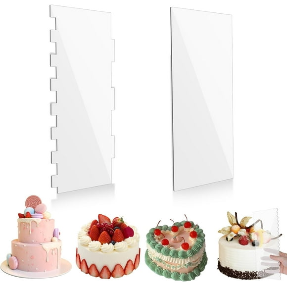 HWZWT Pieces Cake Scrapers Large Acrylic Cake Scrapers Smoothing Frosting Spatula Cake Strips for Evenly Baking Cake Frosting Smoothing Pastry Scraper Cake Comb for DIY Buttercream Mous