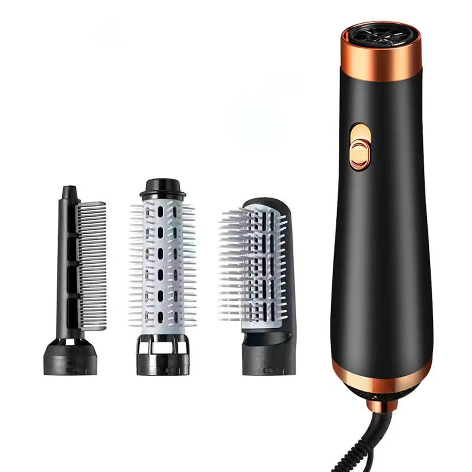 Blueek 3-in-1 Hot Aired Curling Combo, for Styling And Frizz Control, Negative Ionic Blow Hair Dryer Brush Volumizer, 3 Detachable Auto-Rotating Curling Brush (Black)(1#)