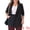 Black, variant on Women's Plus Lapel Button with Pocket Jackets Long Blazer 1X White