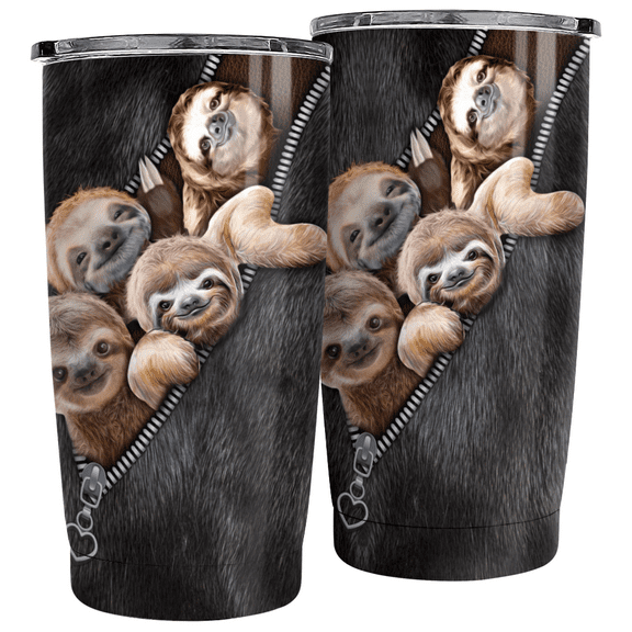 SANDJEST Sloth Tumbler Lovely Sloths 20oz Tumblers with Lid Gift for Girl Daughter Women Best Friend Sister Animal Lovers Christmas Birthday