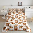 thumbnail image 2 of Homewish Kawaii Highland Cattle Bedding Comforter Set,Rustic Farm Animal Twin Comforter Sets,Orange Flower Floral Bedding Set For Teens,Luxury Bedroom Decor Reversible,2-Piece, 2 of 8