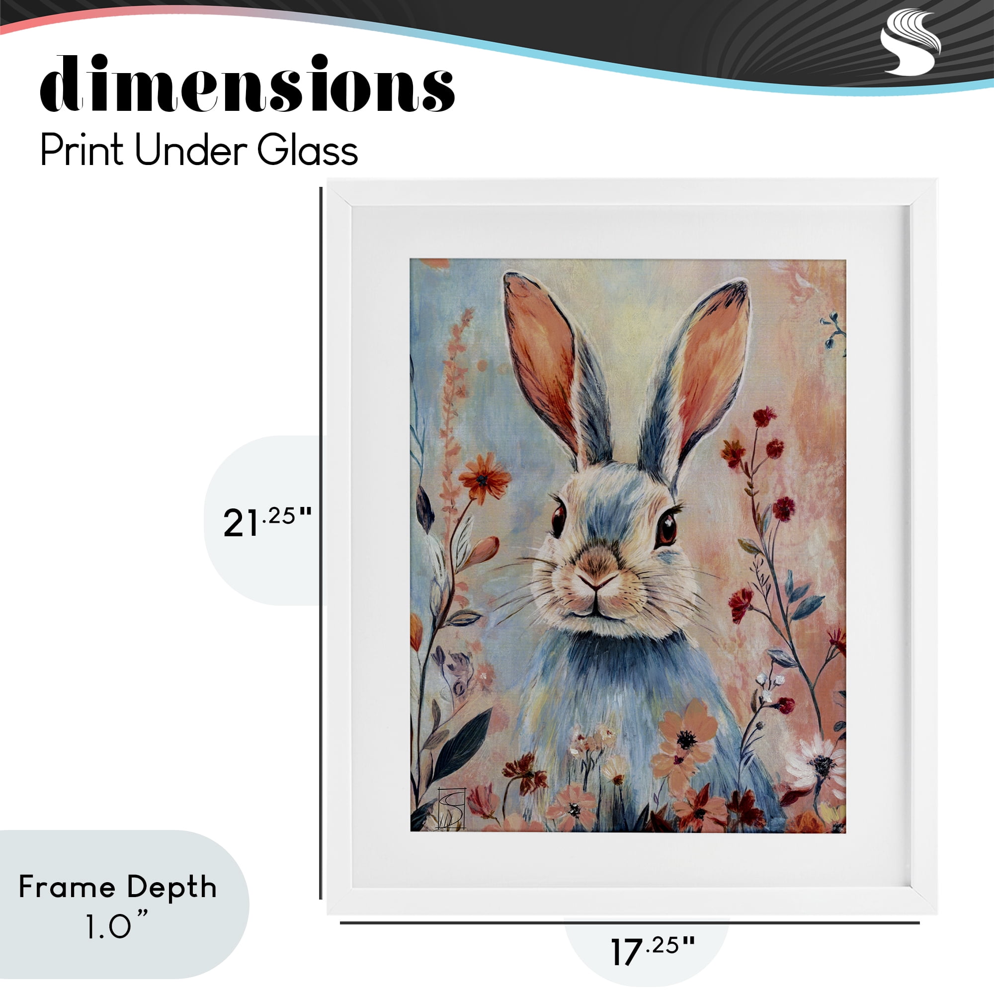 Stupell Industries Blue Rabbit & Wildflowers White Framed Print Under Glass, design by Sara Culpepper