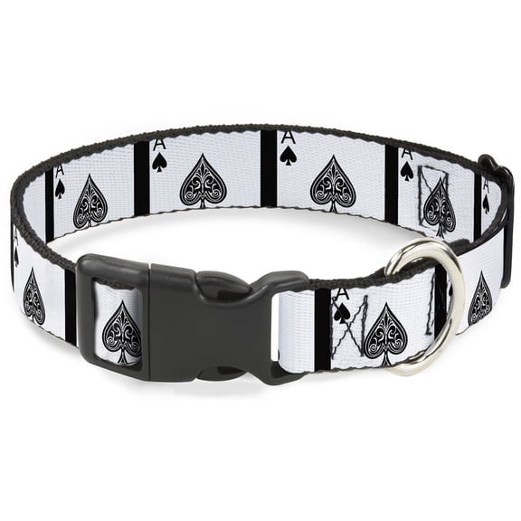 Buckle-Down Pet Collar, Dog Collar Plastic Buckle, Ace of Spades, 7 to 8.5 Inches 0.5 Inch Wide