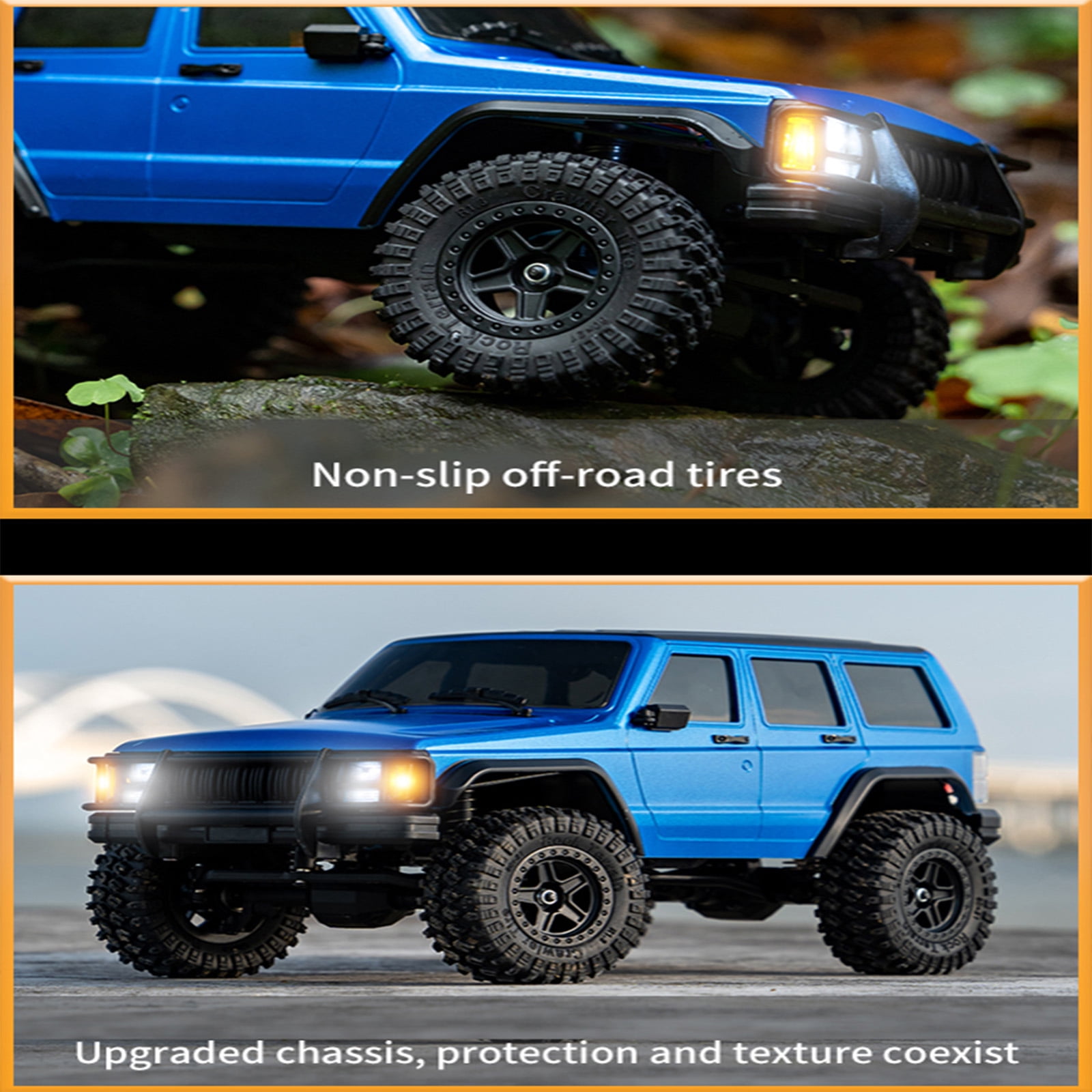 RC Rock Crawler 4x4 RC Jeep Truck 1/18 Scale Remote Control Crawler All Terrain 370 Motor 3 Speeds Lighting System‌ Hobby Model for Adult