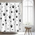 thumbnail image 2 of Funny Dog Paw Print Shower Curtain for Bathroom, Black Gray Dog Claw Footprint Creative Modern Shower Curtain Set Waterproof Fabric Bathtubs Curtain Decor Washable with 12 Hooks, 72x72 inches, 2 of 5