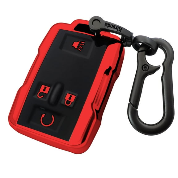 for GMC key fob cover case with Metal buckle,Soft TPU key Shell/skin,4-Buttons fit chevy Colorado Silverado Suburban Tahoe Silverado Remote Key Vehicle Accessories