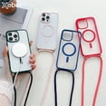 thumbnail image 2 of Crossbody Lanyard Strap MagSafe Transparent Case For iPhone 15 Pro Max 14 13 Necklace Rope Magnetic Wireless Charge Hard Cover, 2 of 5