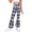 Checkerboard, variant on Oudiya Girls Flare Leggings High Waisted Casual V Crossover Pants Yoga Bell Bottoms with Pockets for Kids 5-14Y