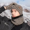 thumbnail image 4 of Conjunto de gorro, bufanda y guantes de invierno cálidos, bufanda forrada de lana resistente al viento para exteriores, conjunto de 3 piezas, 4 of 6