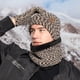 thumbnail image 4 of Conjunto de gorro, bufanda y guantes de invierno cálidos, bufanda forrada de lana resistente al viento para exteriores, conjunto de 3 piezas, 4 of 6