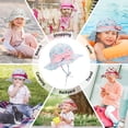 thumbnail image 6 of American Trends Baby Sun Hat Toddler Baby Girl Hats UPF 50+ Sun Protection Hat Summer Beach Wide Brim Bucket Caps Sunhat for Baby Girl Infant Kids Powder Blue Bow S, 6 of 7