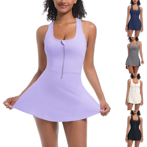 asdoklhq Long Dresses for Women’s Round Neck Loose Dress Purple XL