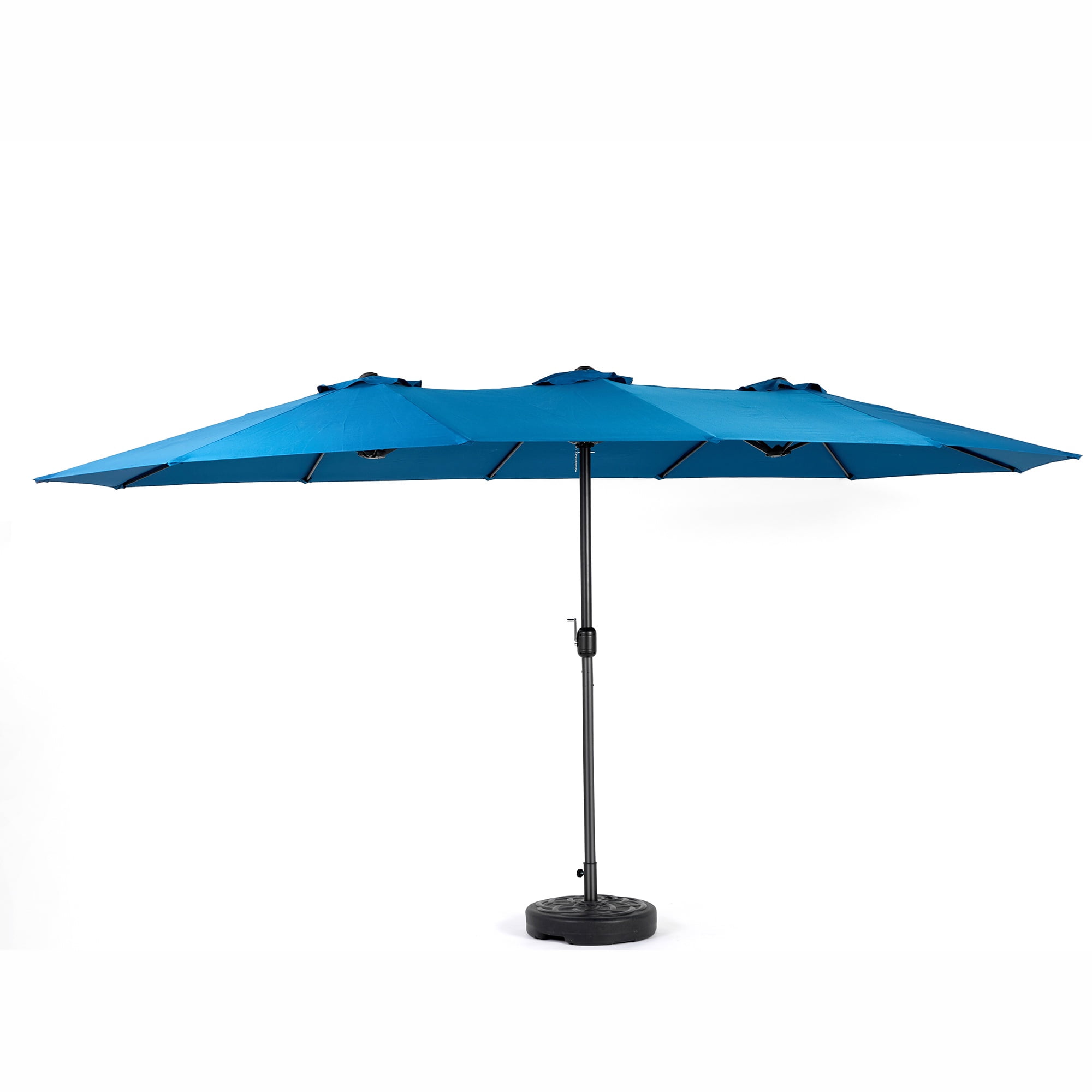 15FT Patio Umbrella, Double-Sided Umbrella for Outside Pool Crank Design, Navy Solar Umbrella w/12pcs Steel Ribs