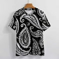 thumbnail image 3 of Black White Paisley Pattern Seamless Design T Shirts Basic T-Shirt Short Sleeve Ladies Tee Shirt Summer Graphic Clothing, 3 of 6