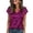 Hot Pink, variant on Womens Graphic T Shirts Satin Elegant V Neck Short Sleeves Soft Lightweight Rugby Shirt for Women,Hot Pink,L
