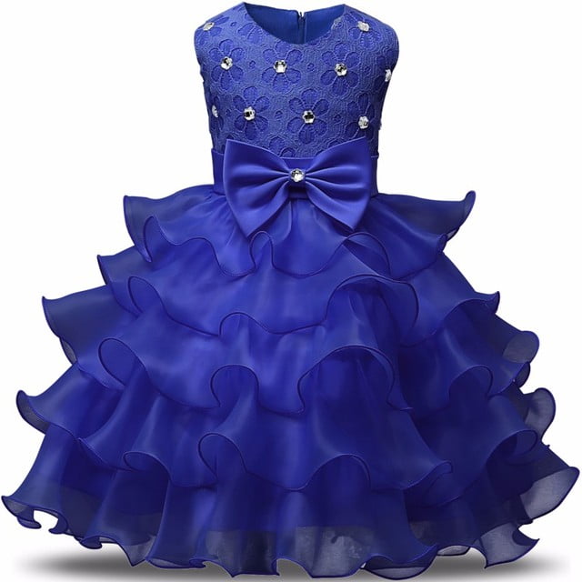 AAMILIFE Robe de Princesse en Dentelle pour Filles Vêtements de Mariage Soirée Robe en Tulle pour Enfants